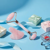 BAIMEI IcyMe Rose Quartz Roller Gua Sha Set Cooling Depuffing Lymphatic Massage Sculpting Pink