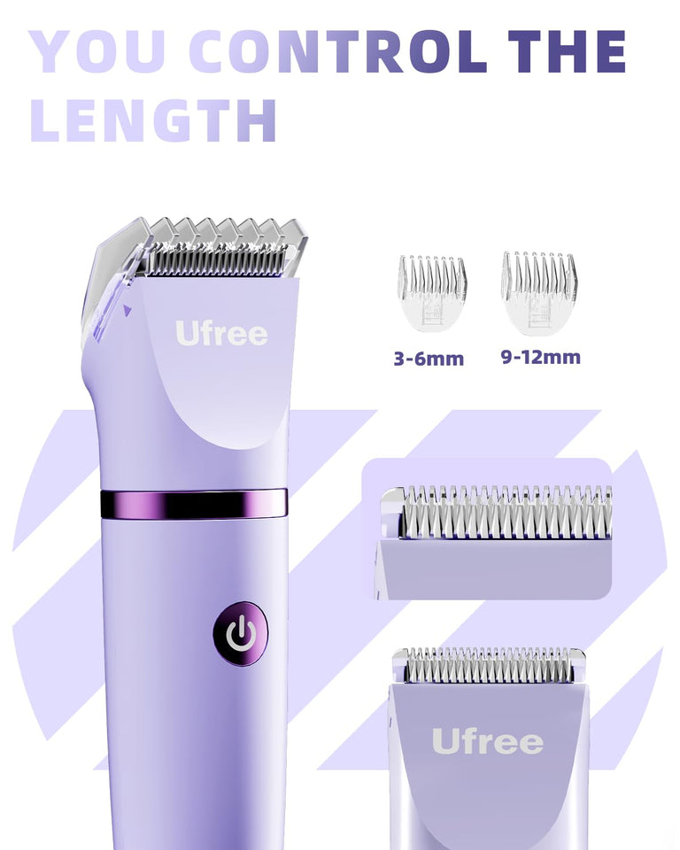 Ufree Bikini Trimmer Electric Razor for Women Ceramic Blade IPX7 Waterproof Rechargeable Lady Shaver Purple