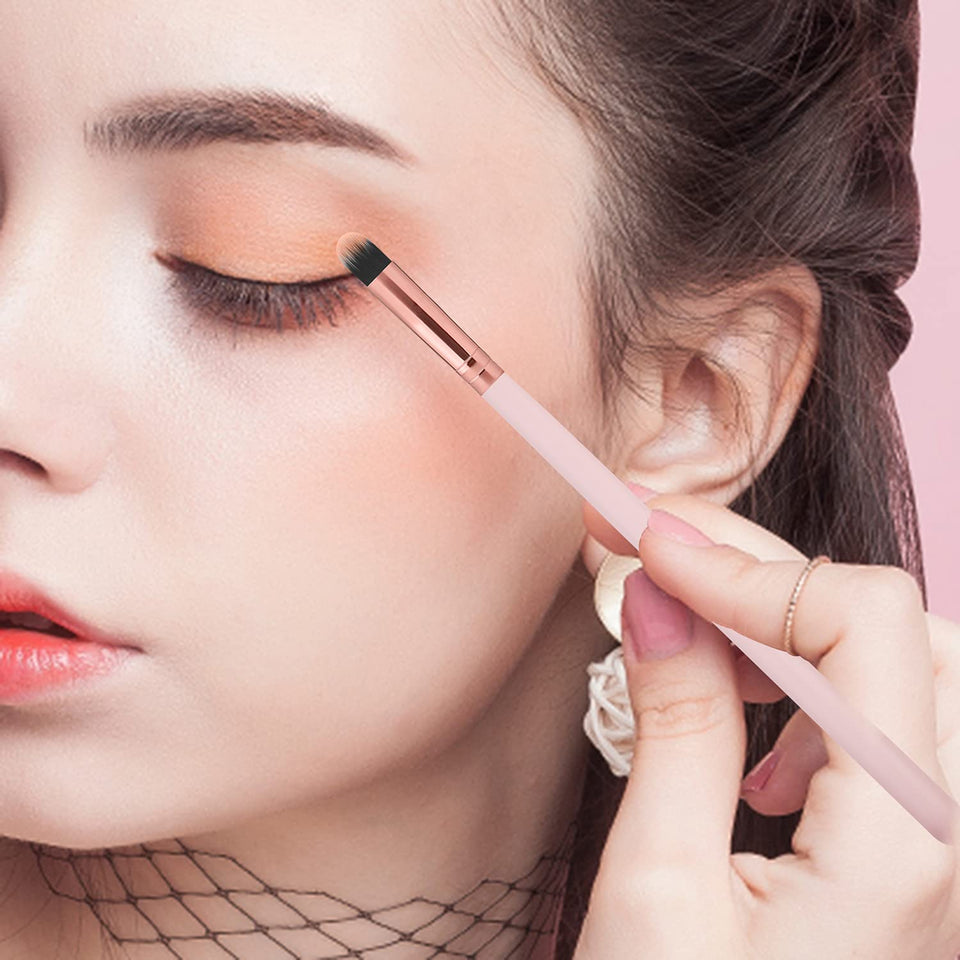 Real Perfection 16 Piece Makeup Brush Set with Eyebrow Razor Synthetic Foundation Concealer Eyeshadow Blush Pink