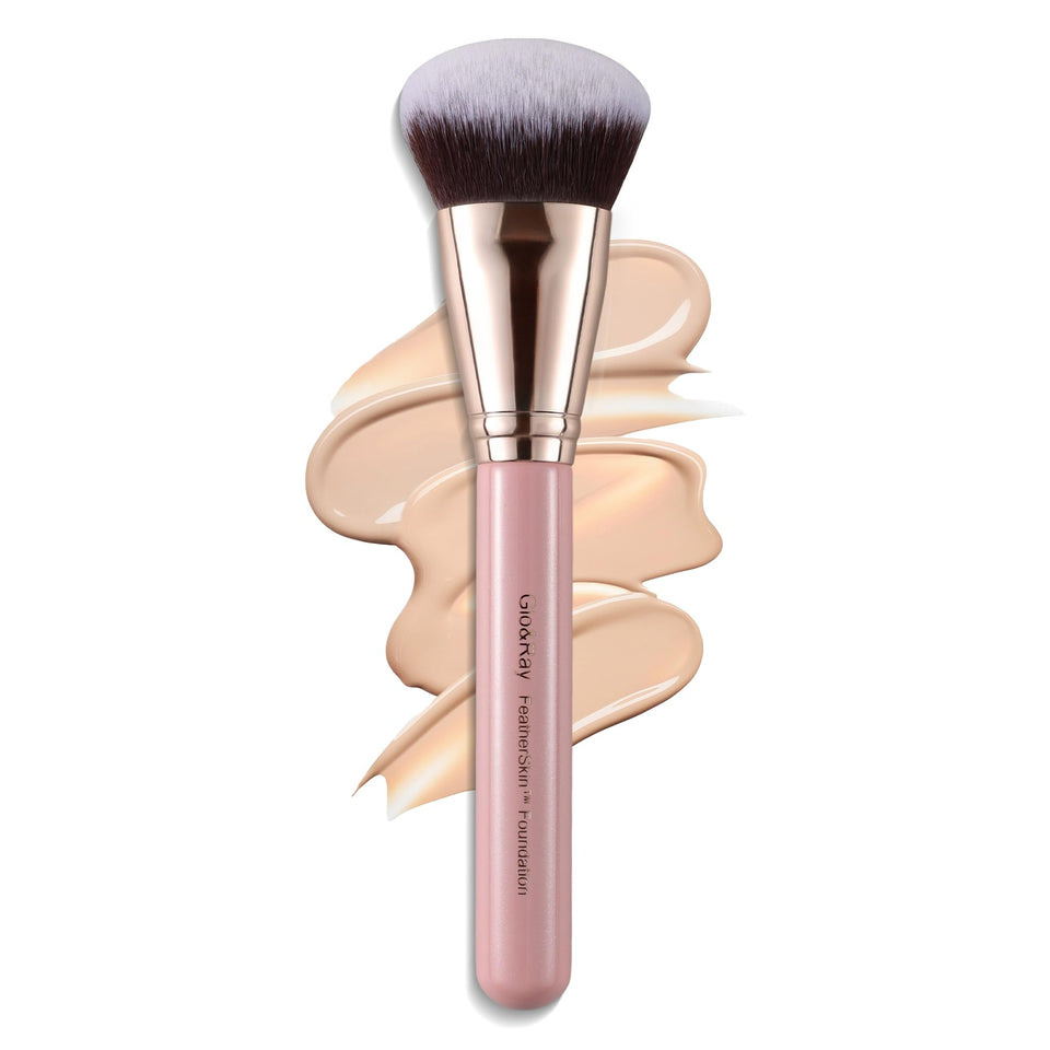 GLO&RAY angled kabuki foundation brush liquid dense buffing seamless blending pink - BuyO