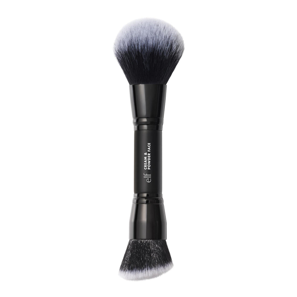 e.l.f. dual-ended cream powder two-in-one makeup brush airbrushed complexion vegan - BuyO