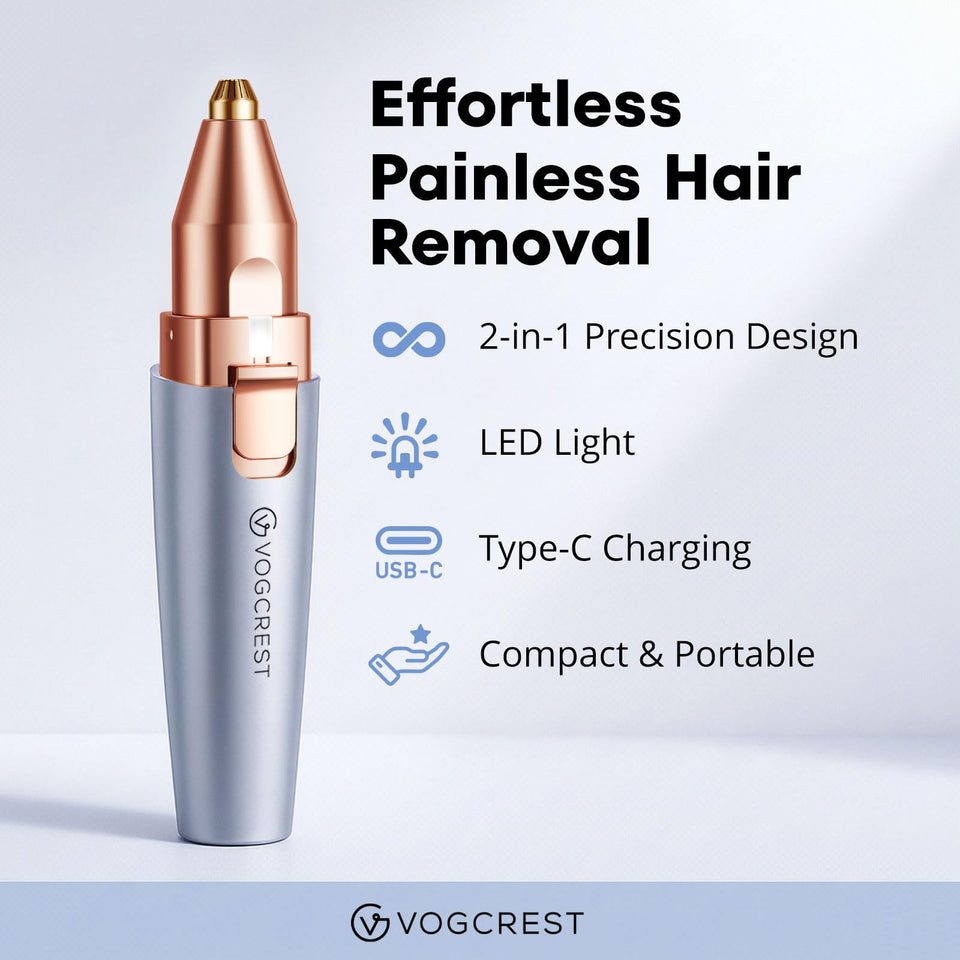 VG VOGCREST Facial Hair Remover and Eyebrow Shaver with Rechargeable LED Precision Trimmer
