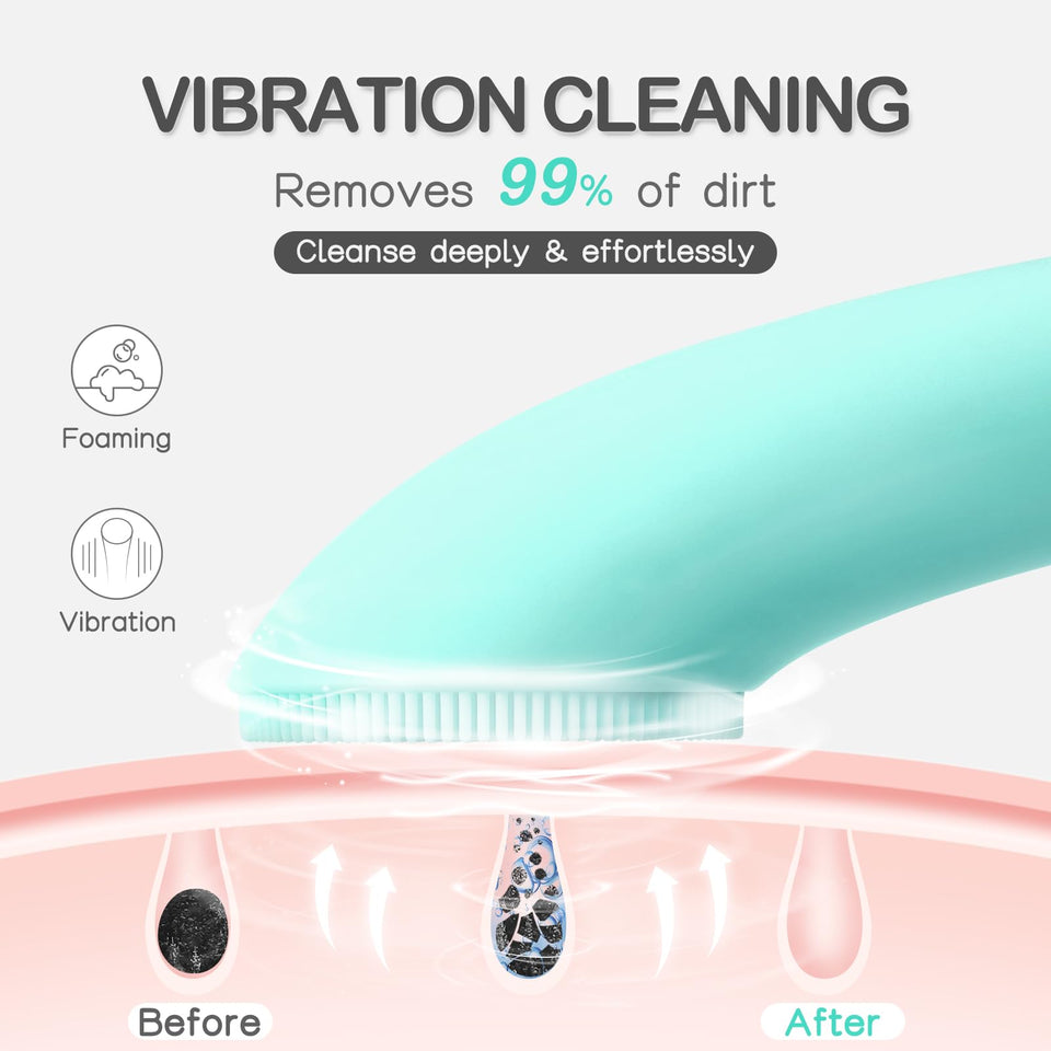 PRITECH Facial Cleansing Brush with Silicone Face Scrubber and Heat Massage for Deep Skin Cleaning