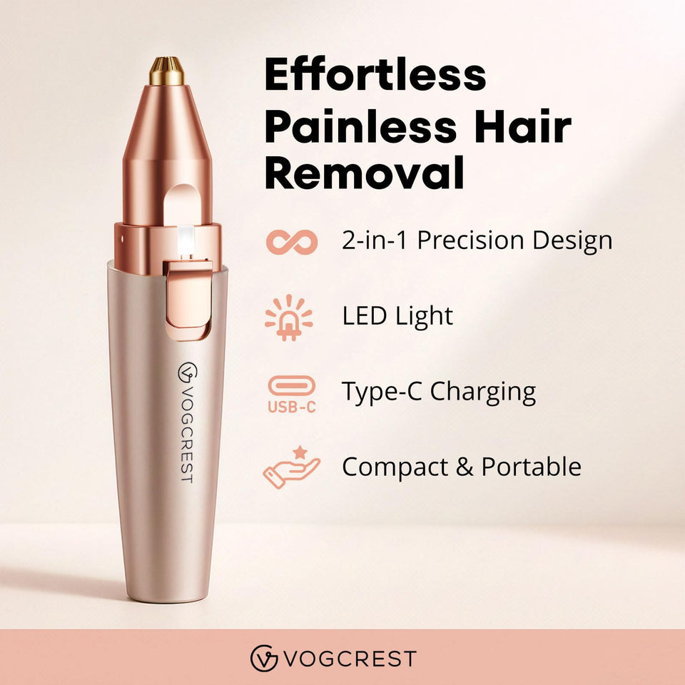 VG VOGCREST Facial Hair Remover and Eyebrow Shaver with Rechargeable LED Precision Trimmer