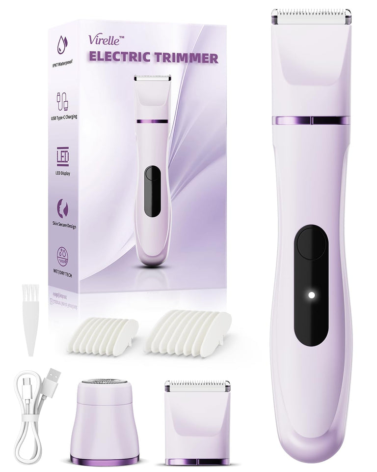 Virelle waterproof electric foil shaver bikini trimmer women ceramic Type-C purple - BuyO