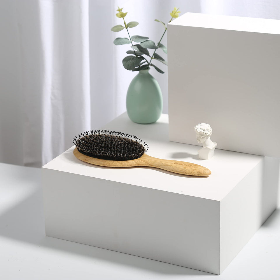 BESTOOL Boar Bristle Hair Brush Natural Bamboo Cushion Paddle Anti-Static for Women Men Kids