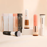 DUcare Flat Top Kabuki Foundation Brush Synthetic Liquid Mineral Powder Buffing Stippling Rose Gold
