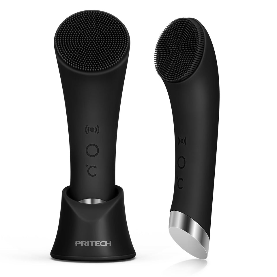 PRITECH Facial Cleansing Brush with Silicone Face Scrubber and Heat Massage for Deep Skin Cleaning