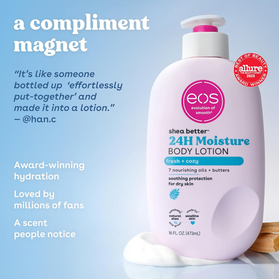 eos Shea Better Body Lotion Vanilla Cashmere Lightweight Non Greasy Moisturizer for Dry Skin Care