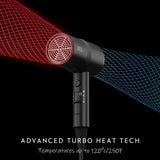 AINA Hair Dryer with Diffuser Advanced Ionic Technology Ceramic Coating Cold Shot Turbo Heat 110V Black
