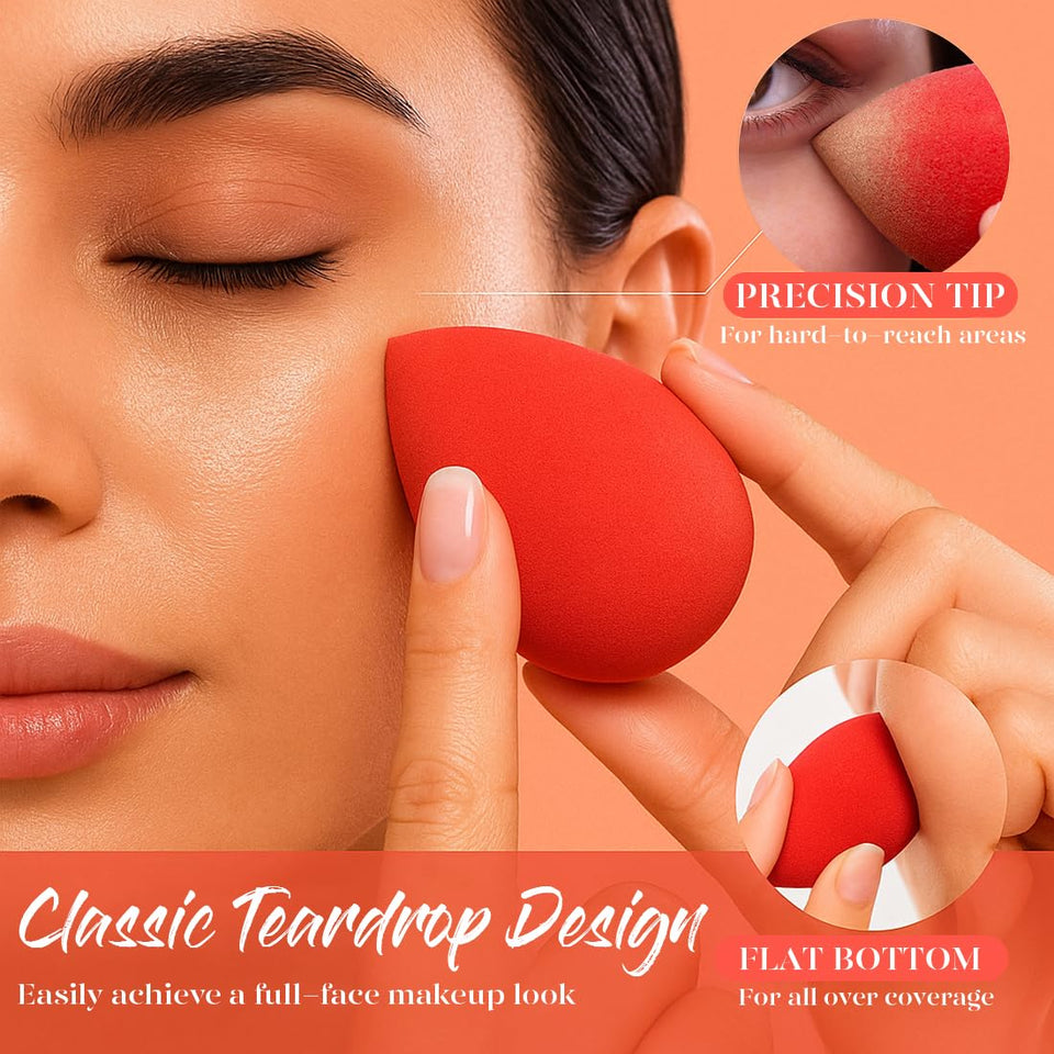 BEAKEY 5 Pack Makeup Sponge Set Micro Porous Latex Free Foundation Beauty Blenders Powder Cream