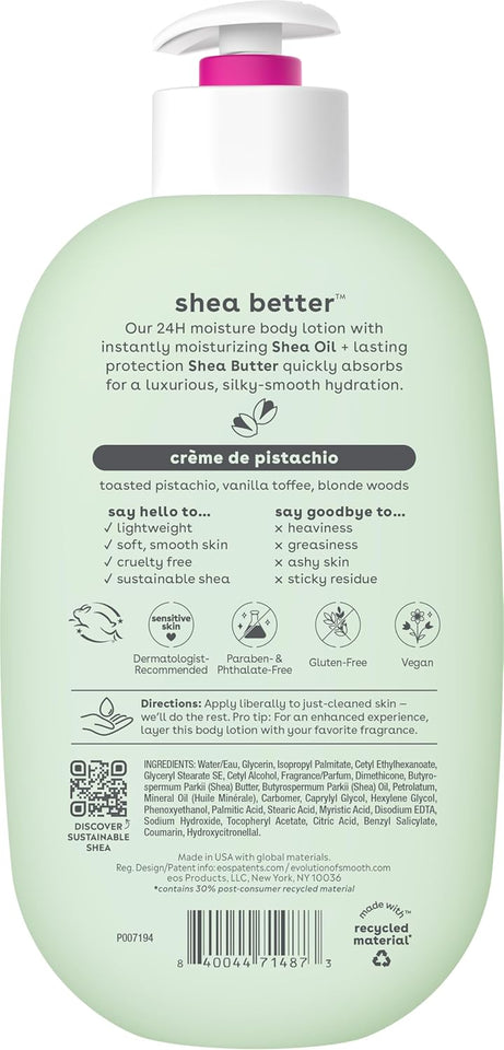 eos Shea Better Body Lotion Vanilla Cashmere Lightweight Non Greasy Moisturizer for Dry Skin Care