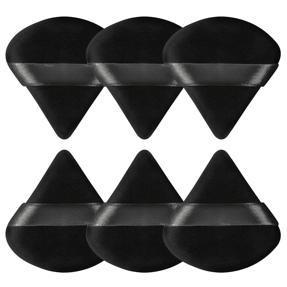 Pimoys 6 piece triangle velour powder puff makeup sponge loose powder black - BuyO