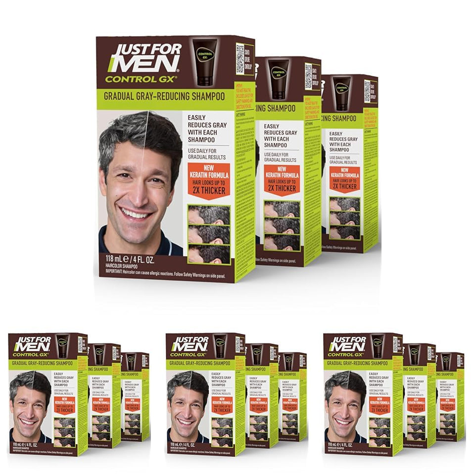 Just For Men Control GX Hair Color Shampoo for Gradual Grey Reduction and Healthy Hair Appearance
