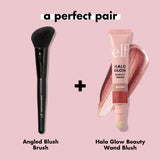 e.l.f. Angled Blush Brush for Sculpted Look Cream Liquid Powder Blush Bronzer Vegan Cruelty-Free