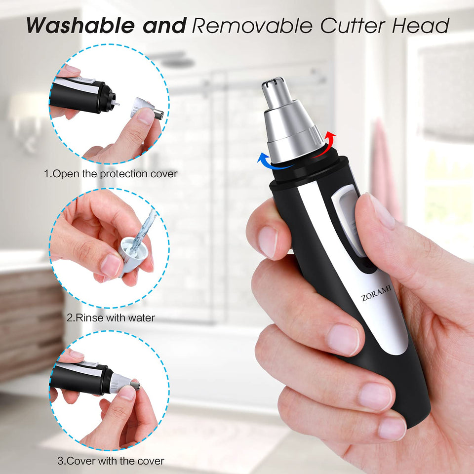 Professional Ear and Nose Hair Trimmer with Waterproof Dual Edge Blades for Men and Women Pink