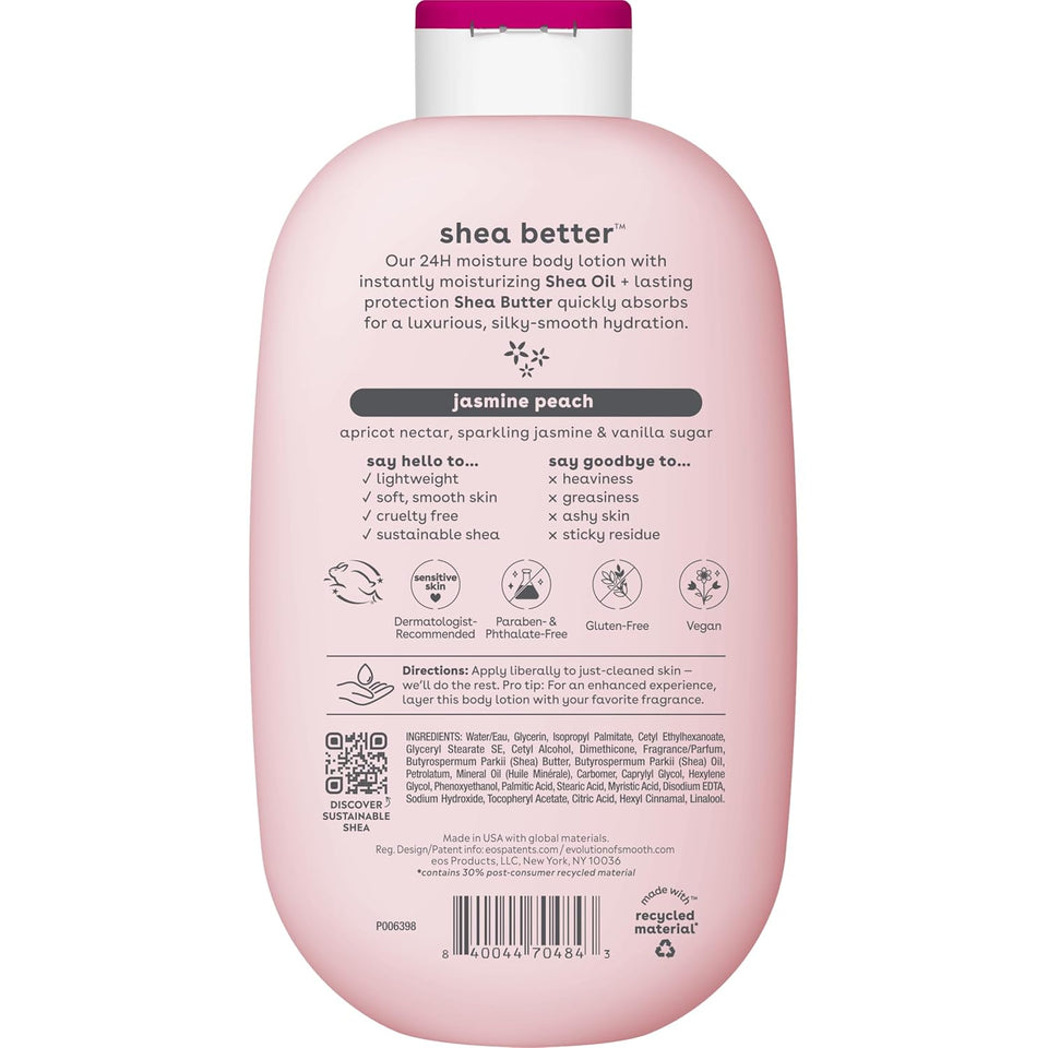 eos Shea Better Body Lotion Vanilla Cashmere Lightweight Non Greasy Moisturizer for Dry Skin Care