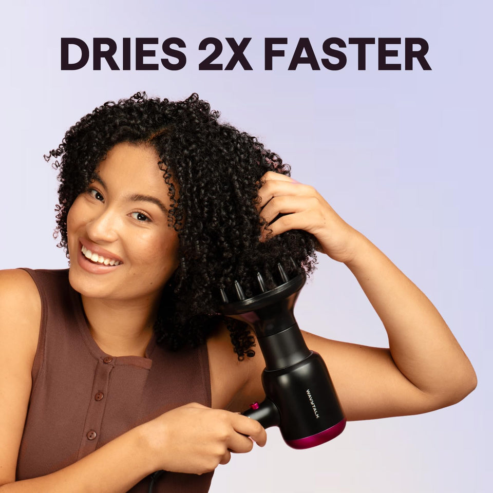 Wavytalk Ionic Hair Dryer 1875W with Diffuser for Curly Hair Ceramic Technology 3 Attachments Black
