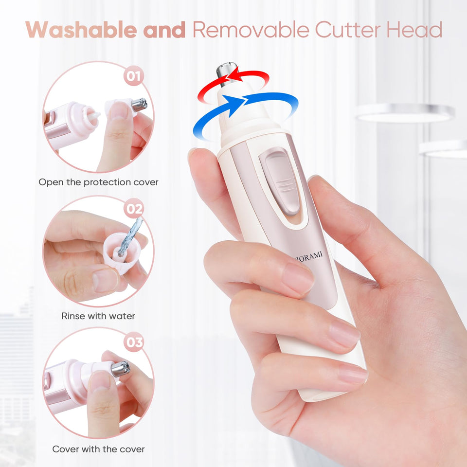 Professional Ear and Nose Hair Trimmer with Waterproof Dual Edge Blades for Men and Women Pink