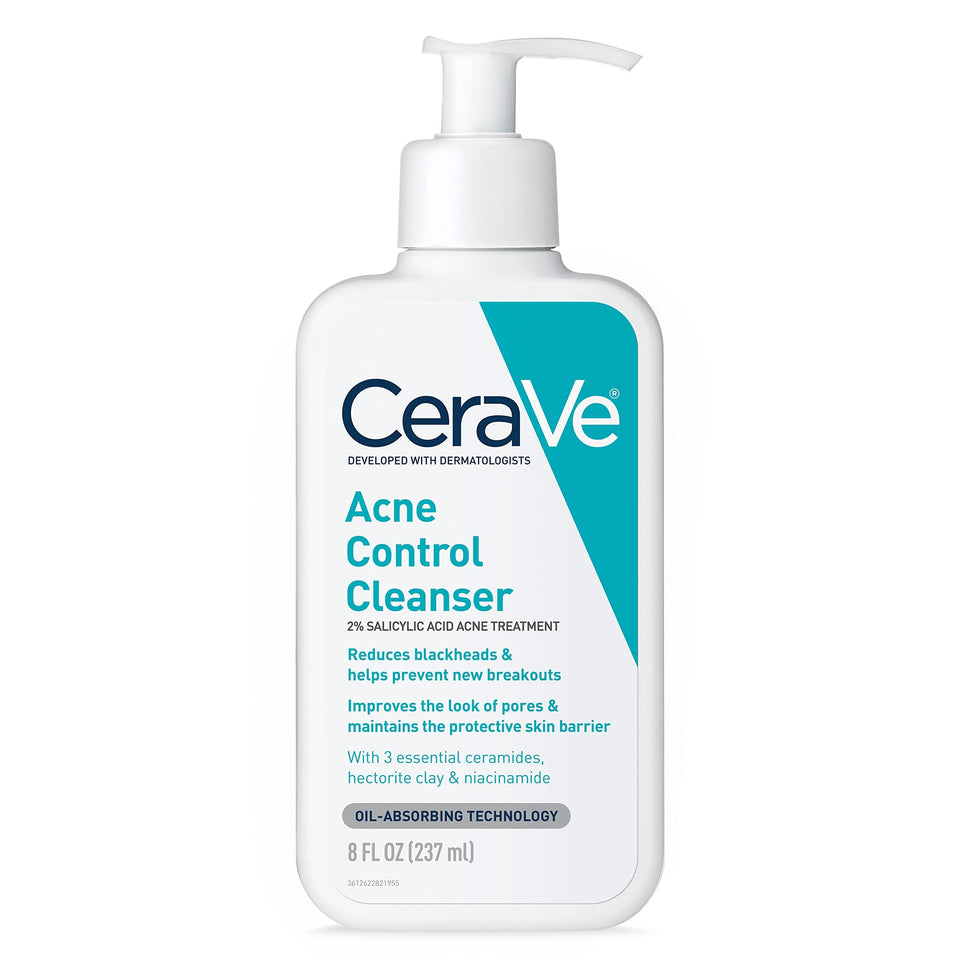CeraVe Acne Face Cleanser 2% Salicylic Acid Oil Absorbing Clay for Breakout Control 16 Ounce