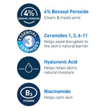 CeraVe Acne Foaming Cream Cleanser with 4% Benzoyl Peroxide Niacinamide & Ceramides Face Wash