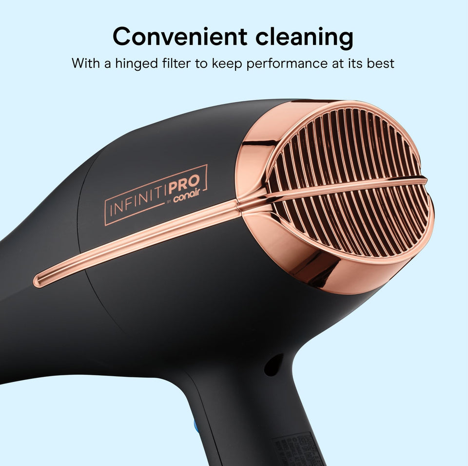InfinitiPRO by Conair AC Motor Professional Ionic Ceramic Hair Dryer with Diffuser Concentrator Black 650X