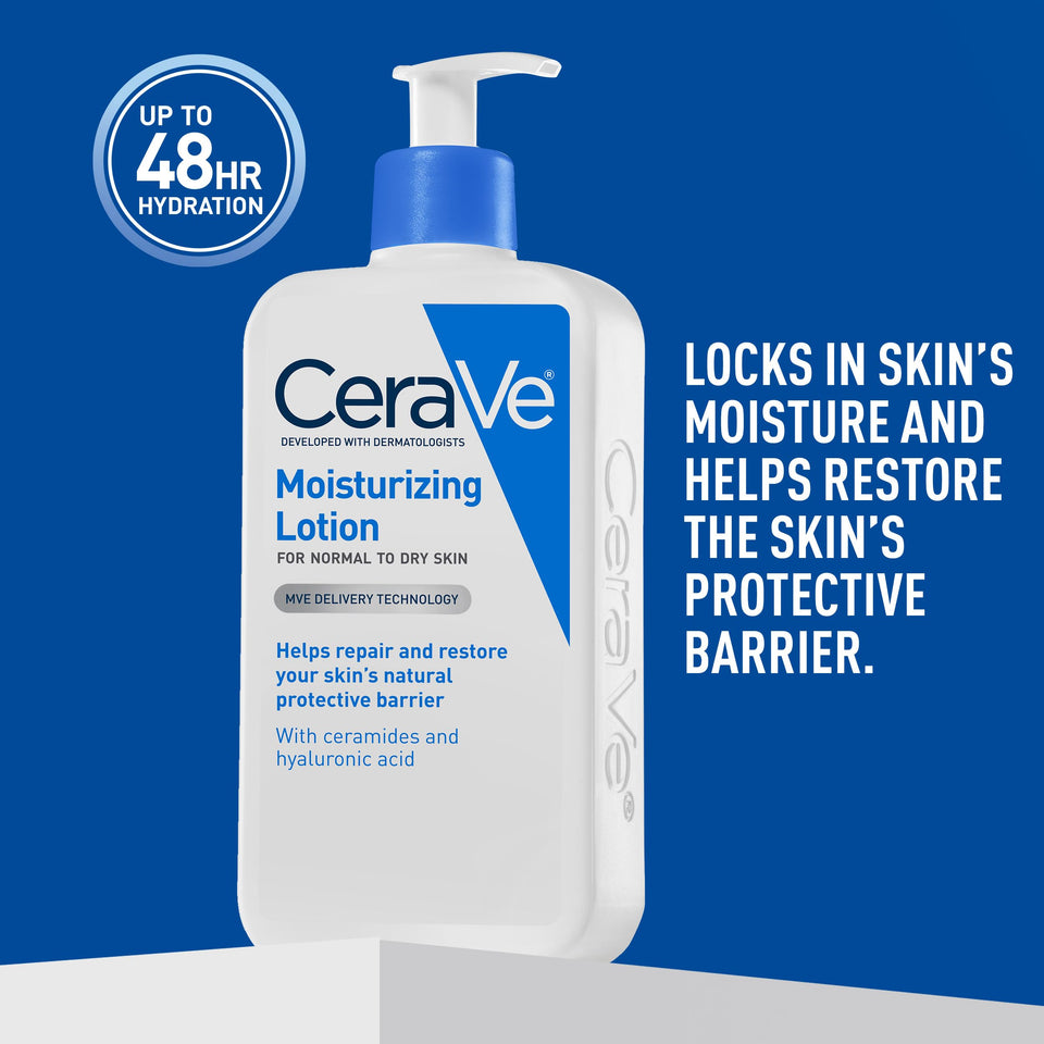 CeraVe Daily Moisturizing Lotion for Dry Skin with Hyaluronic Acid & Ceramides 12 Oz