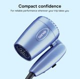 Conair Travel Hair Dryer 1600W Compact Dual Voltage Folding Handle Blue
