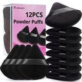 BEAKEY 12 piece triangle powder puff face loose powder foundation contouring black - BuyO