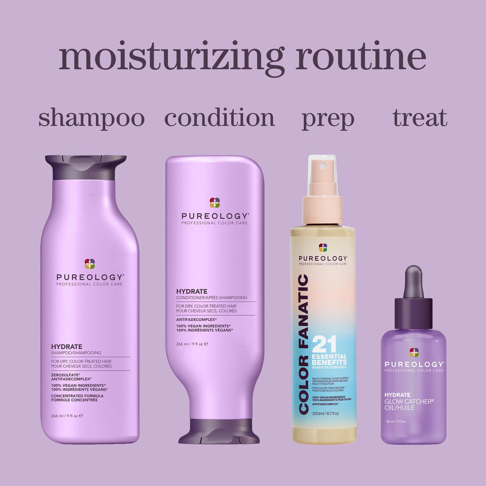 Pureology Hydrate Moisturizing Shampoo for Color Treated Hair with Deep Hydration and Shine Boost