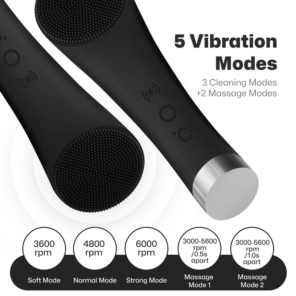 PRITECH Facial Cleansing Brush with Silicone Face Scrubber and Heat Massage for Deep Skin Cleaning