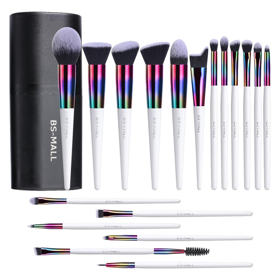 BS MALL Makeup Brush Set 18 Piece Professional Cosmetic Brushes with Black Case for Flawless Makeup