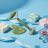 BAIMEI IcyMe Gua Sha Jade Roller Set Cooling Face Depuffing Sculpting Jawline Skincare Tools Green