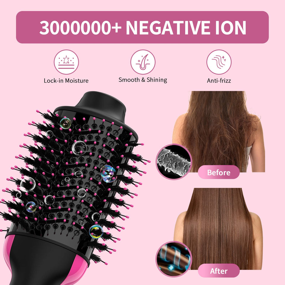 Umeely 4-in-1 Hair Dryer Brush Blow Dryer Styler with Negative Ion Anti-Frizz Ceramic Titanium Barrel