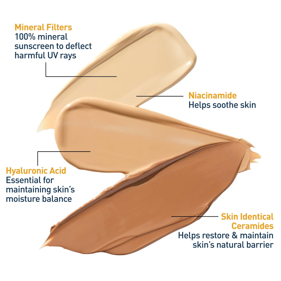CeraVe Hydrating Mineral Sunscreen SPF 30 Sheer Tint with Zinc Oxide & Titanium Dioxide 1.7 Oz