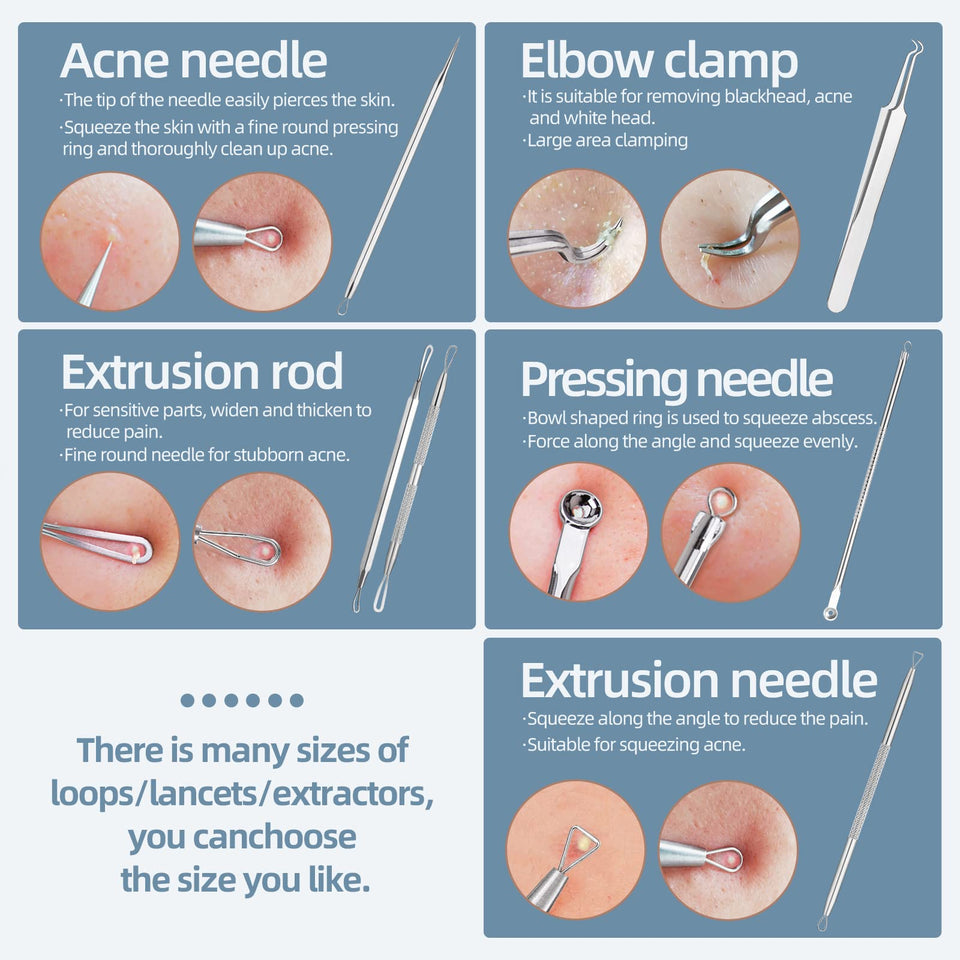 JPNK Blackhead Remover Comedone Extractor Acne Removal Kit Stainless Steel