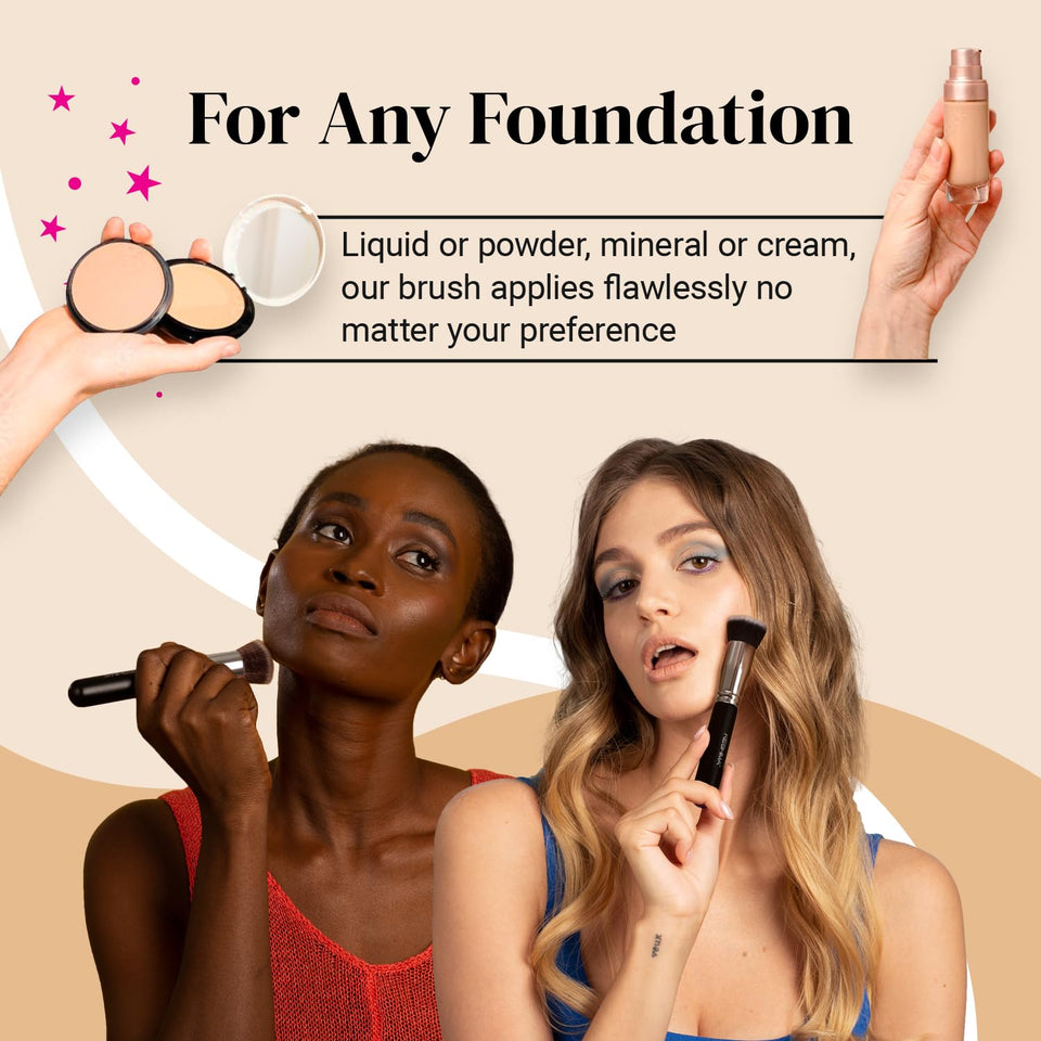 KESHIMA Flat Top Kabuki Foundation Brush for Liquid Cream Powder Buffing Blending 1.2 Inch