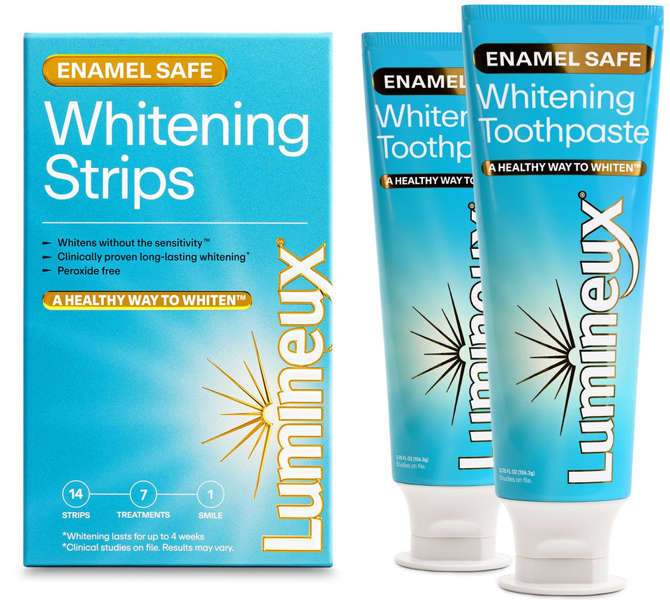 Lumineux Teeth Whitening Strips Kit Peroxide Free Formula for Whiter Teeth and Enamel Protection