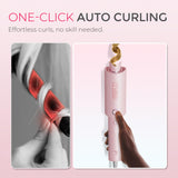 TYMO CURLPRO Automatic Rotating Curling Iron with Ionic Ceramic Barrel for Beach Waves Pink