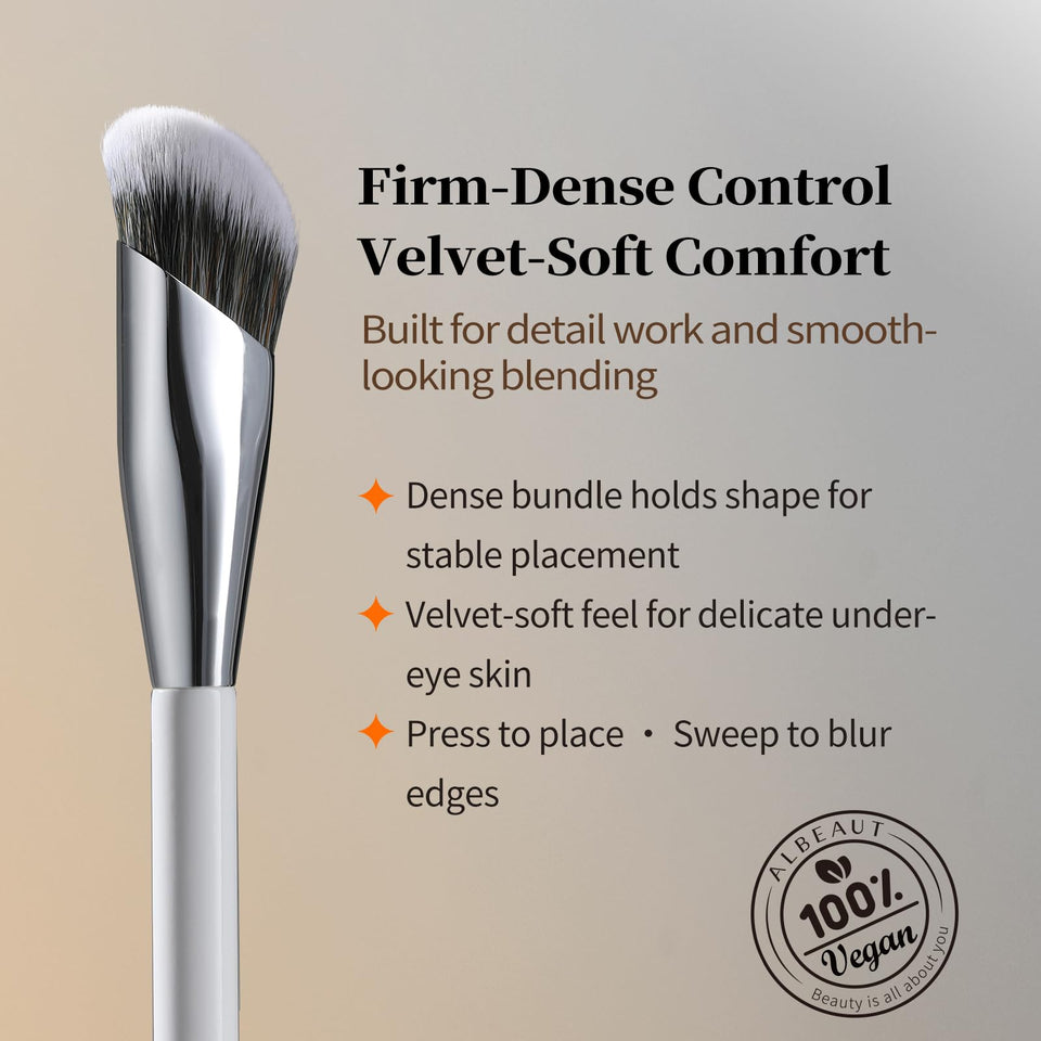 ALBEAUT Angled Concealer Brush Under Eye Precision Face Blending Foundation Brush
