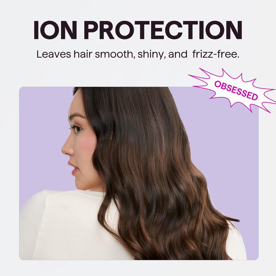 Wavytalk Ionic Hair Dryer 1875W with Diffuser for Curly Hair Ceramic Technology 3 Attachments Black