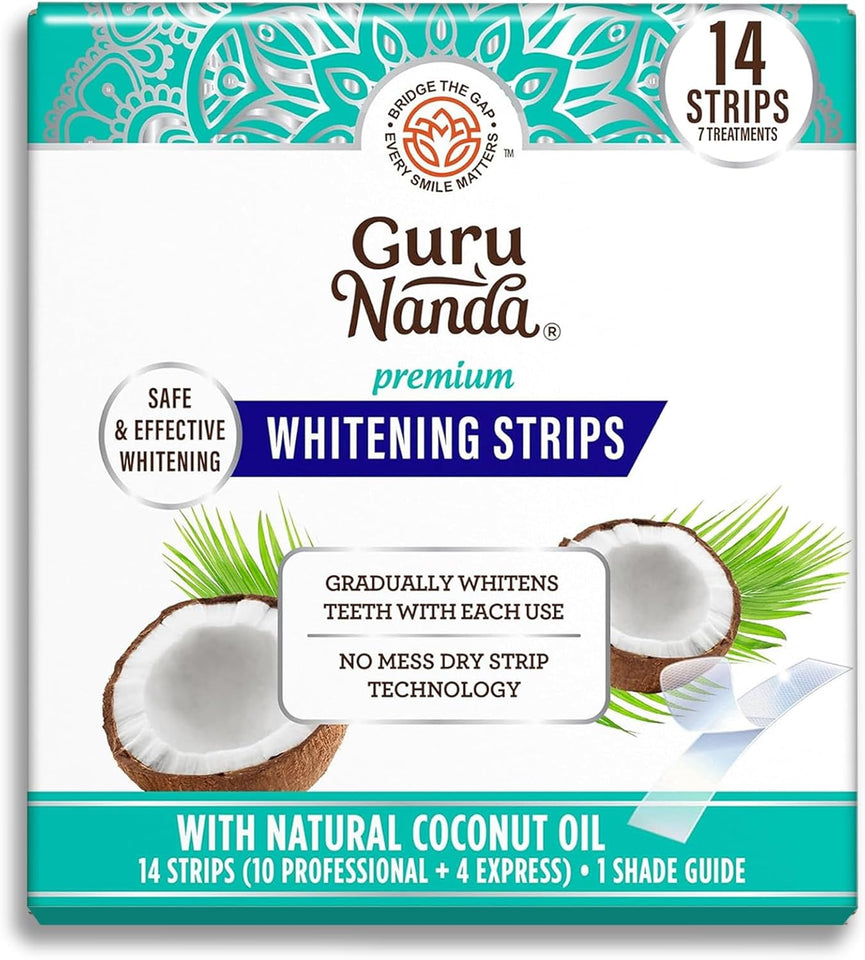 GuruNanda Teeth Whitening Strips Kit 7 Day Formula for Whiter Teeth and Long Lasting Brightness