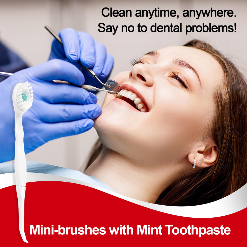 Malisseladi Disposable Mini Toothbrushes with Toothpaste Toothpick Tongue Cleaner Travel 20 Pack Mint