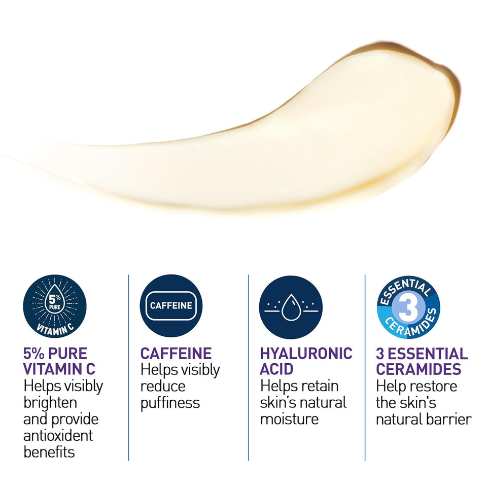 CeraVe Skin Renewing Vitamin C Eye Cream for Dark Circles & Puffiness with Ceramides 0.5 Oz