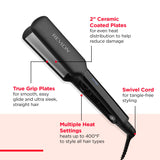 REVLON 2 Inch Ceramic Flat Iron Fast Heating Hair Straightener Smooth Results Travel Friendly Black