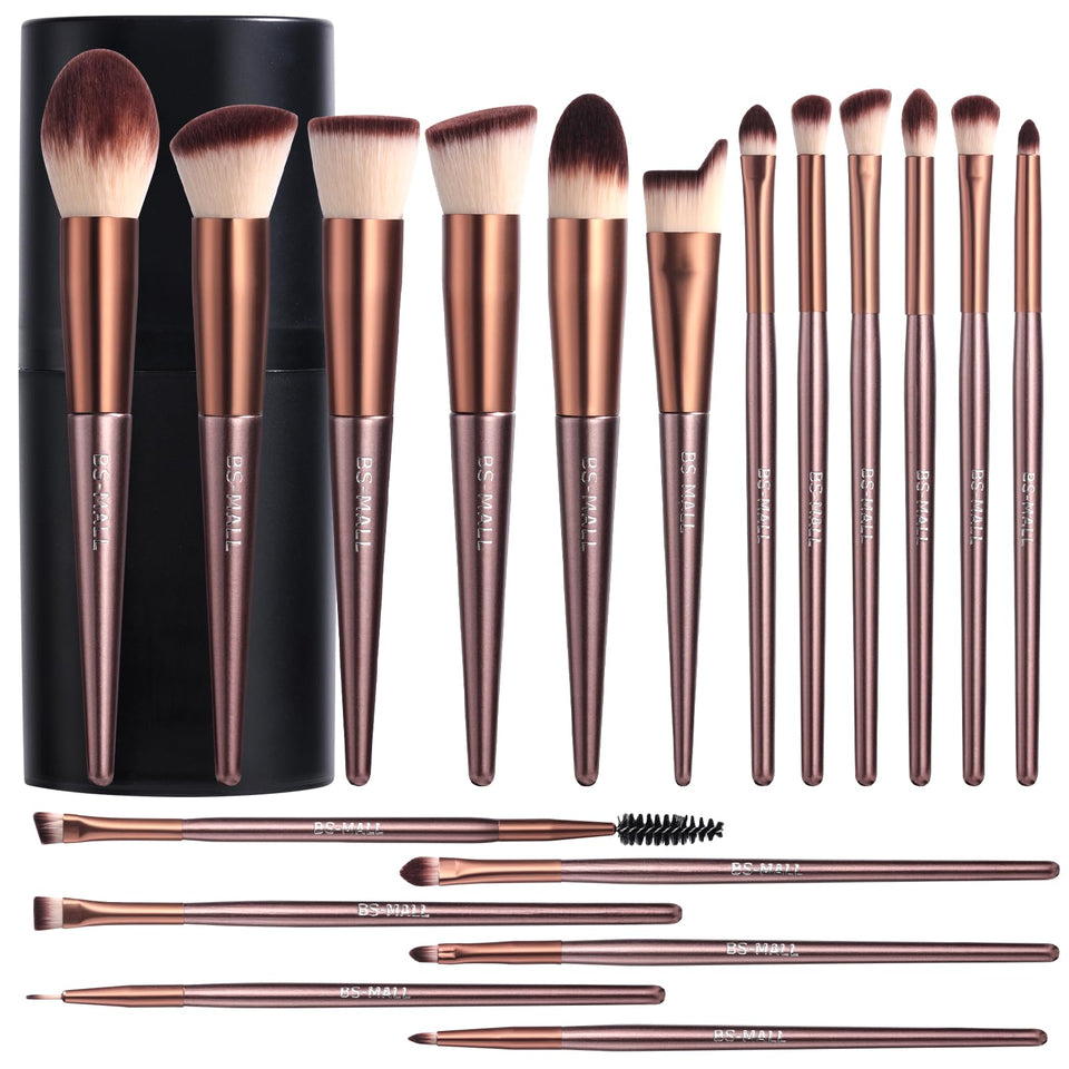BS MALL Makeup Brush Set 18 Piece Professional Cosmetic Brushes with Black Case for Flawless Makeup