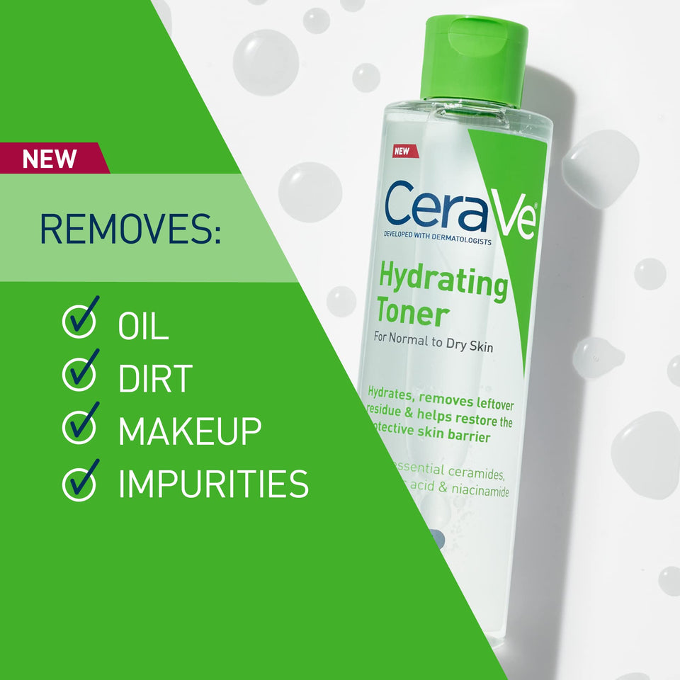 CeraVe Hydrating Toner for Face with Hyaluronic Acid Niacinamide & Ceramides Fragrance Free 6.8 Oz