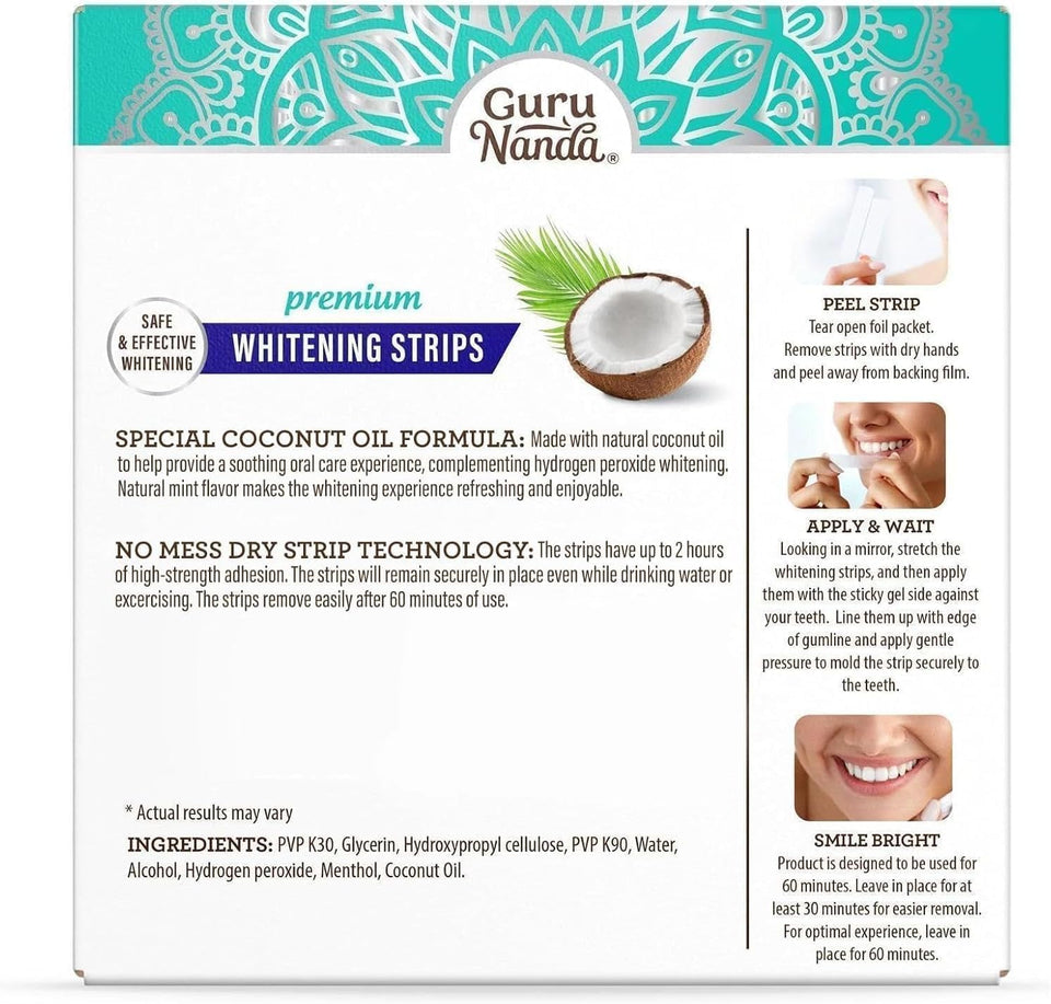 GuruNanda Teeth Whitening Strips Kit 7 Day Formula for Whiter Teeth and Long Lasting Brightness