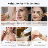 BAIMEI IcyMe Gua Sha Jade Roller Set Cooling Face Depuffing Sculpting Jawline Skincare Tools Green