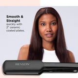 REVLON 2 Inch Ceramic Flat Iron Fast Heating Hair Straightener Smooth Results Travel Friendly Black